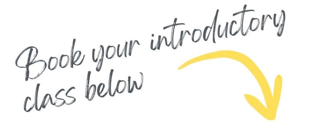 Sign saying book your introductory class below